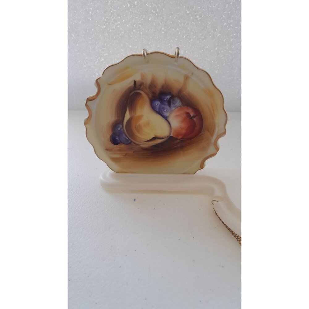 BEAUTIFUL VINTAGE ENESCO HANDPAINTED FRUIT THEME TRINKET DISH #E2359 EUC